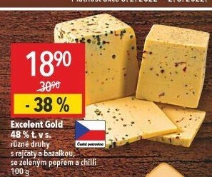 Sýr Excelent Gold s rajčaty a bazalkou Moravia