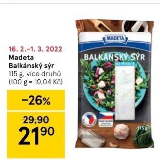Balkánský sýr Madeta