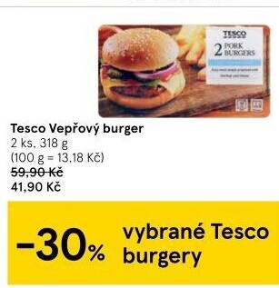 Burger vepřový Tesco
