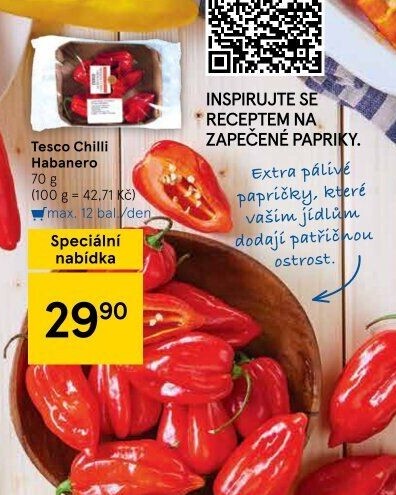Papričky Chilli Habanero Tesco