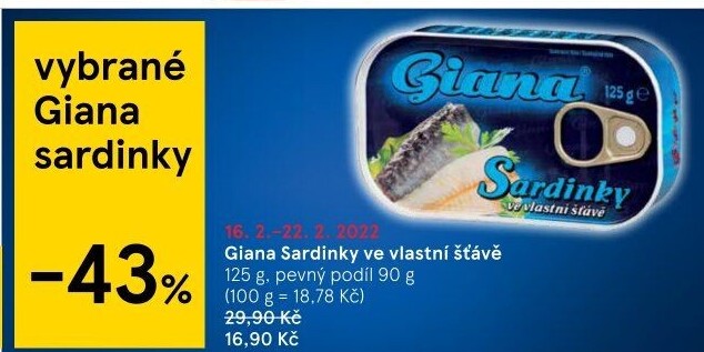 Sardinky ve vlastní šťávě Giana