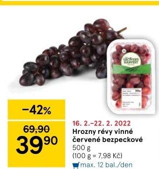 Hrozny červené bezsemenné The Grower'