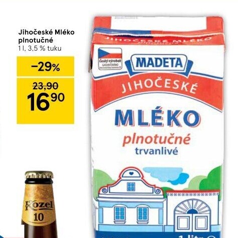 Mléko trvanlivé Jihočeské Madeta - 3,5% plnotučné