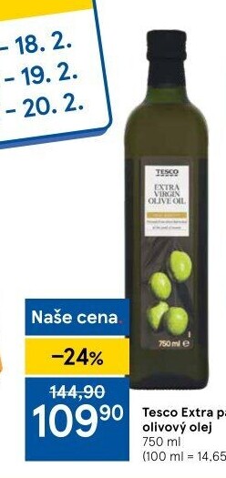 Olivový olej extra panenský Tesco