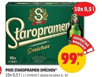 Pivo světlé výčepní 10° Smíchov Staropramen