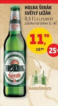 Pivo světlý ležák 11° Šerák Holba