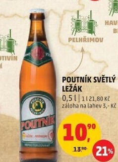 Pivo světlý ležák Poutník