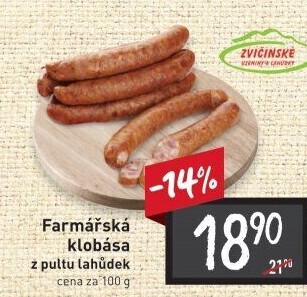Farmářská klobása Zvičinské uzeniny a lahůdky