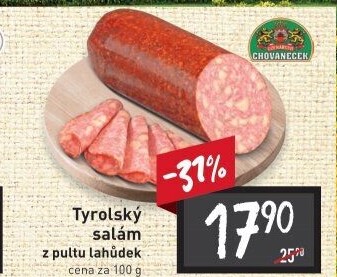 Tyrolský salám Uzenářství Chovaneček