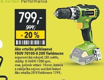 AKU vrtačka s příklepem Fieldmann FDUV 701050