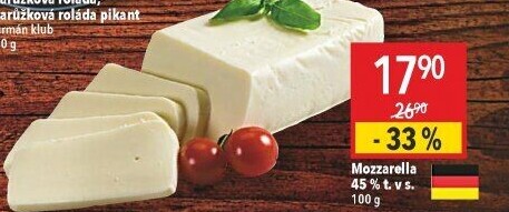 Sýr Mozzarella cihla 45%