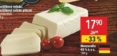 Sýr Mozzarella cihla 45%