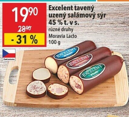 Sýr tavený uzený Excelent 45% Moravia