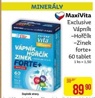 Doplněk stravy Vápník-Hořčík-Zinek Forte Exclusive Maxivita