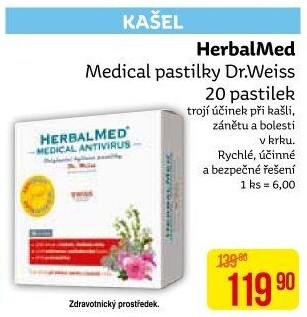 Pastilky proti bolesti v krku Medical HerbalMed Dr. Weiss