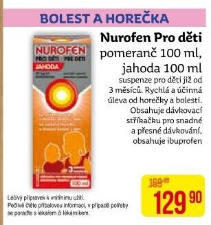 Sirup proti horečce a bolesti pro děti Nurofen