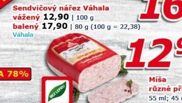 Nářez sendvičový Váhala