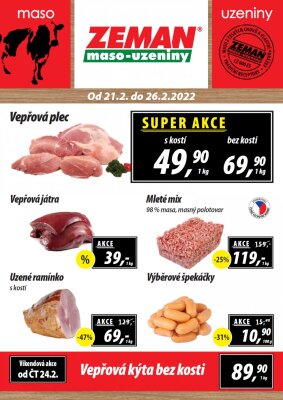 akční leták ZEMAN maso - uzeniny 21.2.2022-26.2.2022