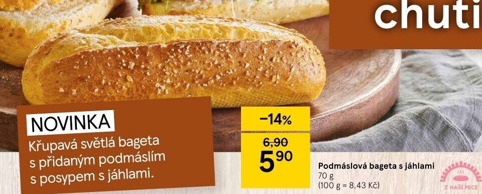 Bageta podmáslová s jáhlami