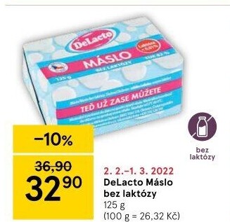 Máslo bez laktózy DeLacto
