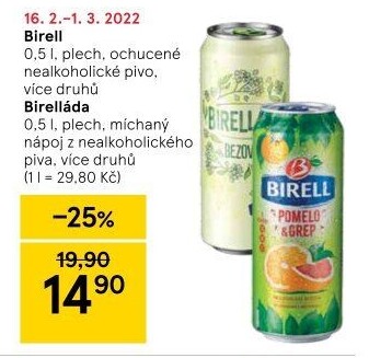 Nealkoholické pivo ochucené Birell