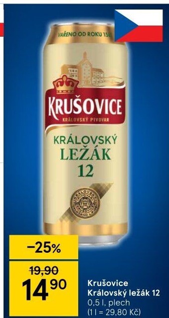 Pivo světlý ležák Královská 12° Krušovice