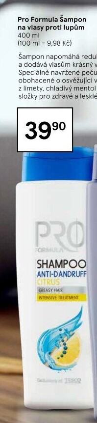 Šampon proti lupům Pro Formula Tesco