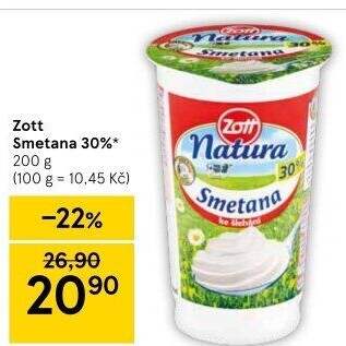 Smetana ke šlehání Zott 30%
