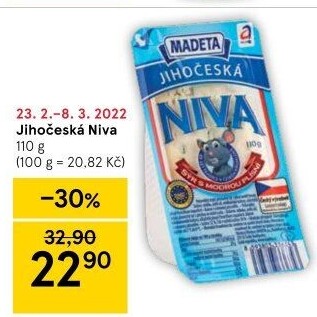 Sýr Niva Jihočeská 50% Madeta