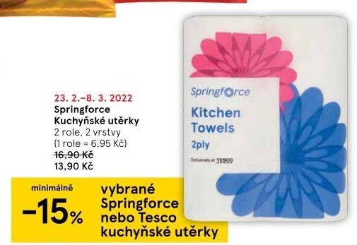 Utěrky kuchyňské 2vrstvé Springforce