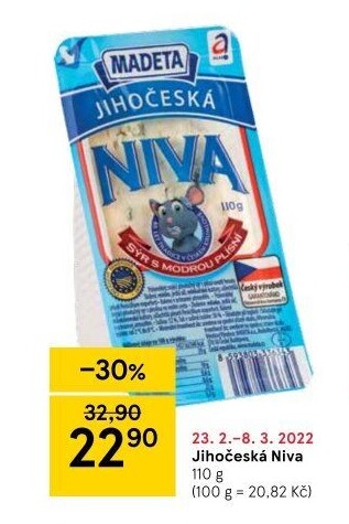 Sýr Niva Jihočeská 50% Madeta