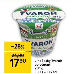 Tvaroh polotučný Jihočeský Madeta