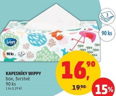 Papírové kapesníčky 3vrstvé Wippy - box