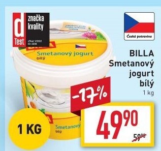 Bílý jogurt smetanový Billa