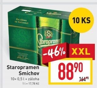 Pivo světlé výčepní 10° Smíchov Staropramen