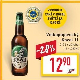 Pivo ležák 11° Velkopopovický Kozel