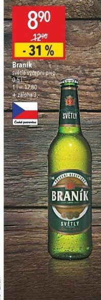 Pivo světlé výčepní 10° Braník