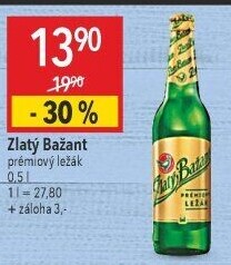 Pivo světlý ležák 12° Zlatý Bažant
