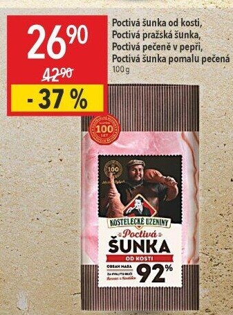 Šunka od kosti poctivá nejvyšší jakosti Kostelecké uzeniny