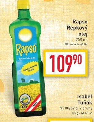 Řepkový olej Rapso