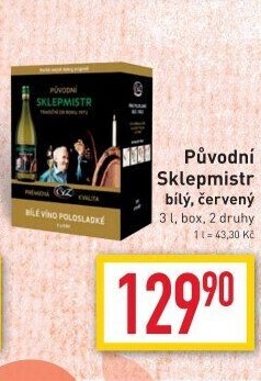Víno Původní Sklepmistr ČVZ - bag in box