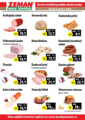 akční leták ZEMAN maso - uzeniny 28.2.2022-6.3.2022