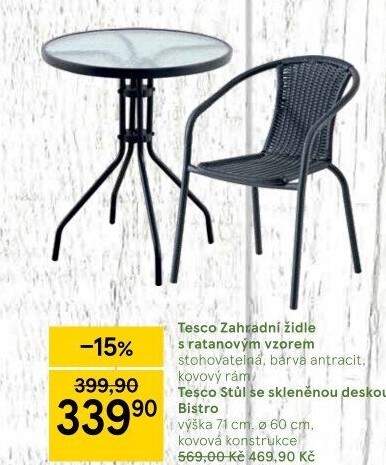 Zahradní židle Tesco