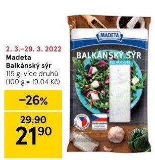 Balkánský sýr Madeta