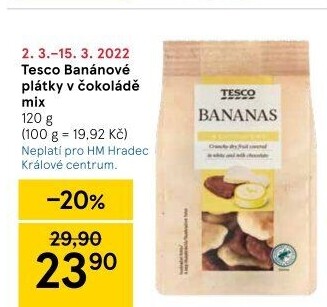 Banány v čokoládě Tesco