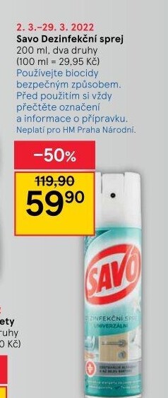 Dezinfekční univerzální čistič ve spreji Savo