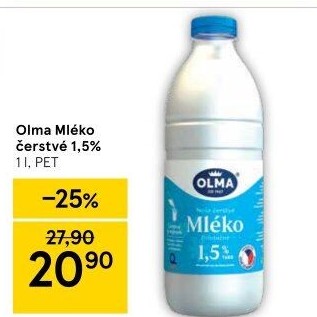Mléko čerstvé Olma - 1,5% polotučné