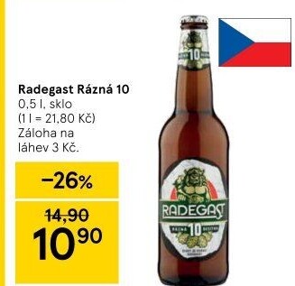 Pivo světlé výčepní Rázná 10° Radegast