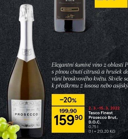 Prosecco brut DOC Tesco finest