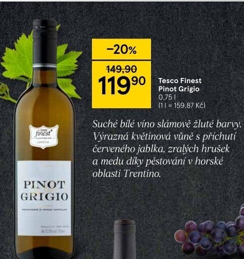 Víno Pinot Grigio Tesco Finest
